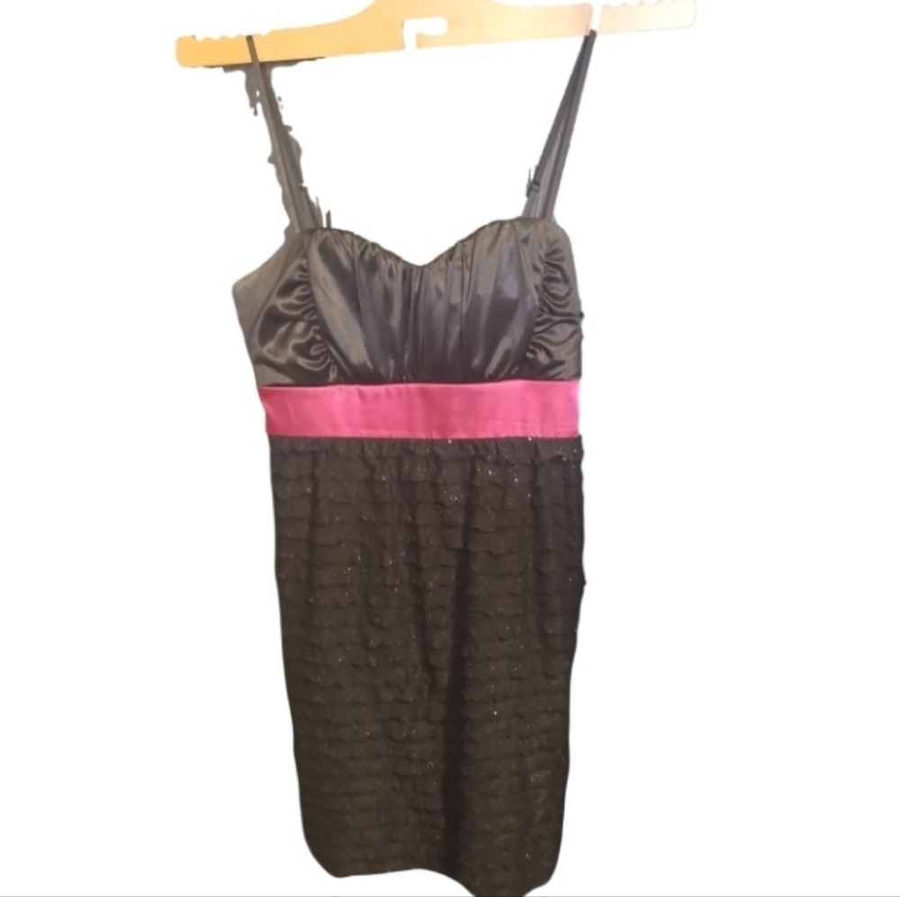 Ruby Rox Black and Pink Ruffle Dress - Picture 1 of 11